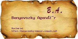 Benyovszky Agenór névjegykártya